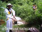 Včelař Josef Vlach při Medobraní u Perníkové chaloupky 2009